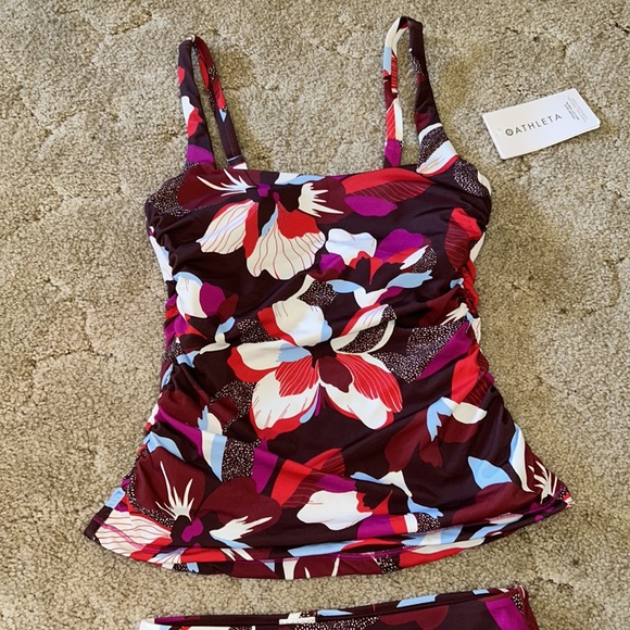ATHLETA SET SQUARE NECK BRA CUP TANKINI , CLEAN FULL BIKINI BOTTOM NWT - Picture 3 of 10